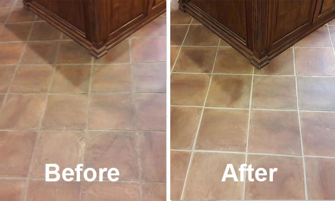 tile-and-grout-cleaning-Amarillo-Tx Before and after tile cleaning and grout recoloring